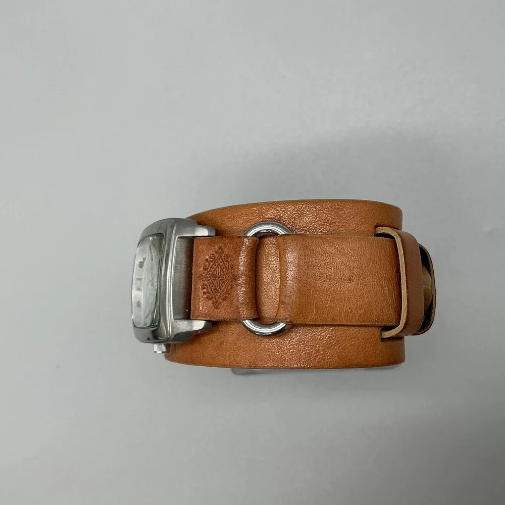 Fossil JR-8083 Womens Watch 26mm Silver Tone Brown Leather Bund Date New Battery